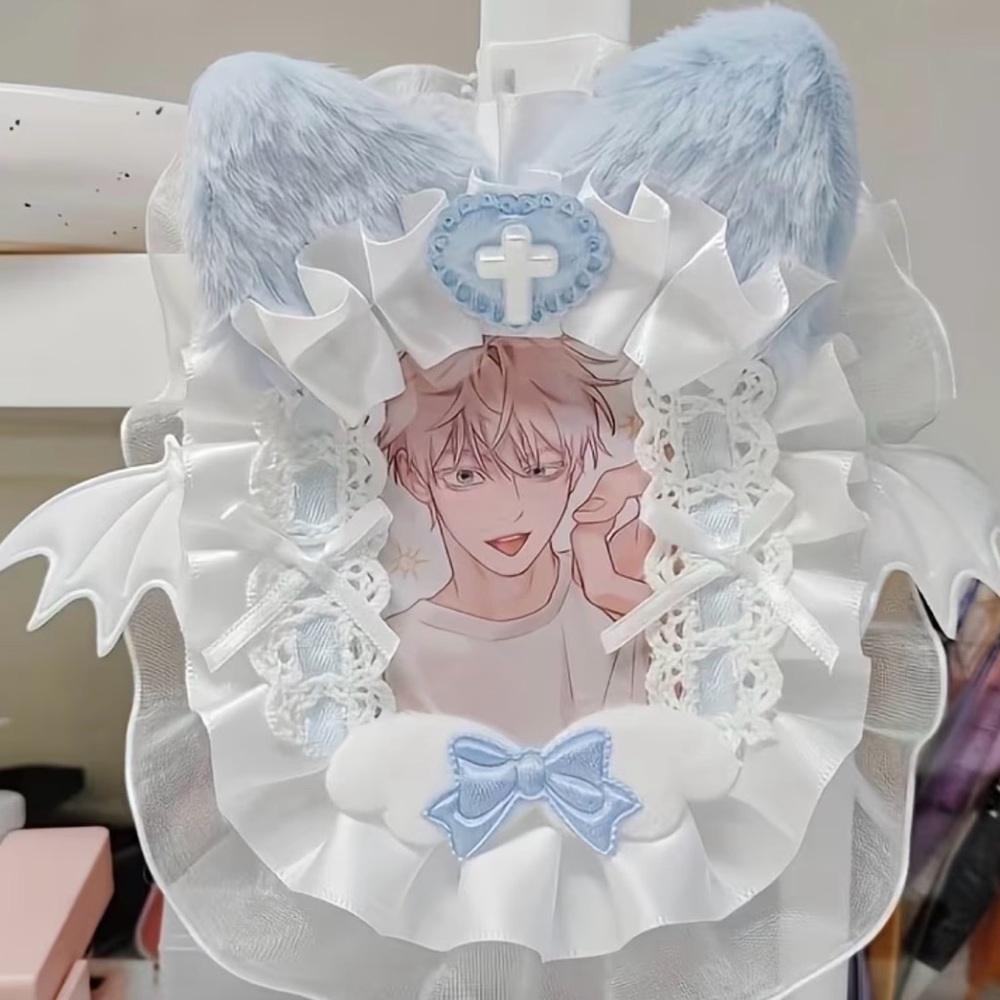 {NEW} Cute Angelic Anime Photo Frame Holder Blue White Wall Hanging